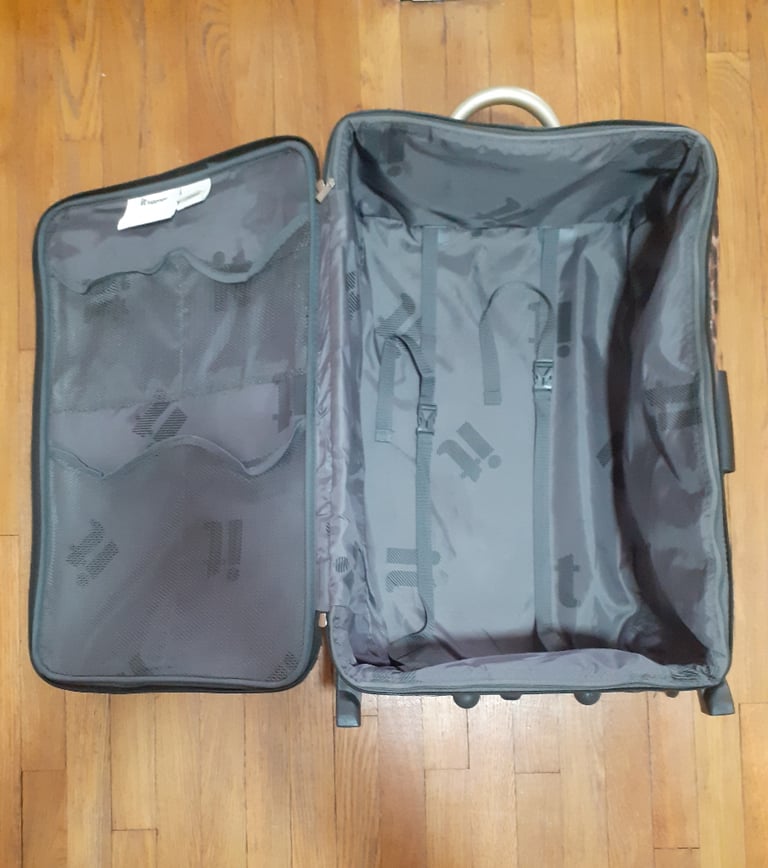 Matching pair of wheeled luggage in leopardskin print - stylish & functional