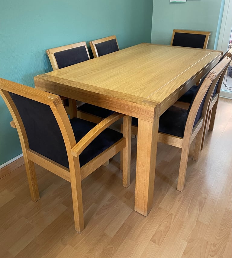 image for Solid wood oak dining table with 6 Chairs 