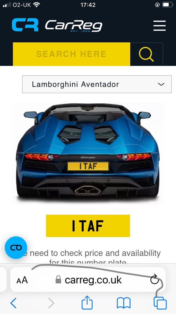 1TAF cherished number plate for sale