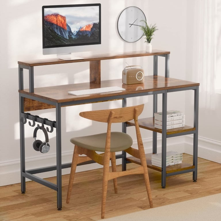 NEW Computer Desk with Storage Shelves Monitor Stand Gaming Desk for Home Office