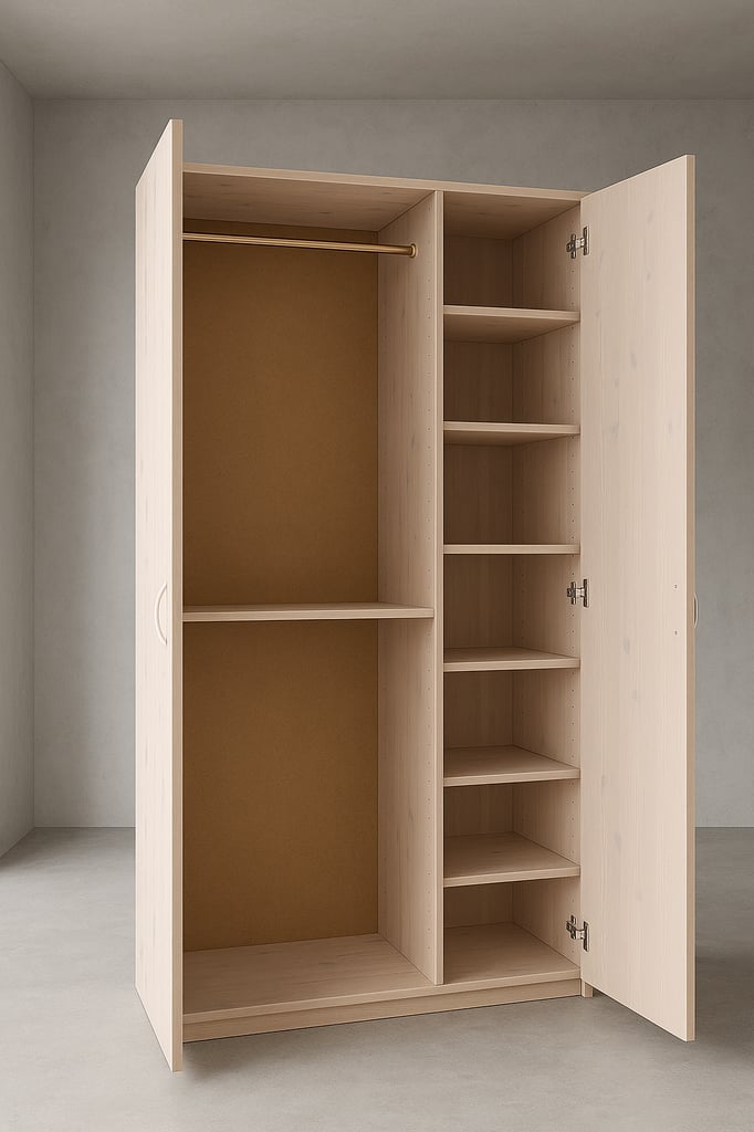 Large wooden wardrobe two bi-fold doors storage filing cabinet organiser 200x108x57cm