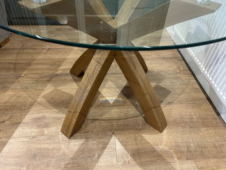 NEXT Glass Dining Table - Oak Legs