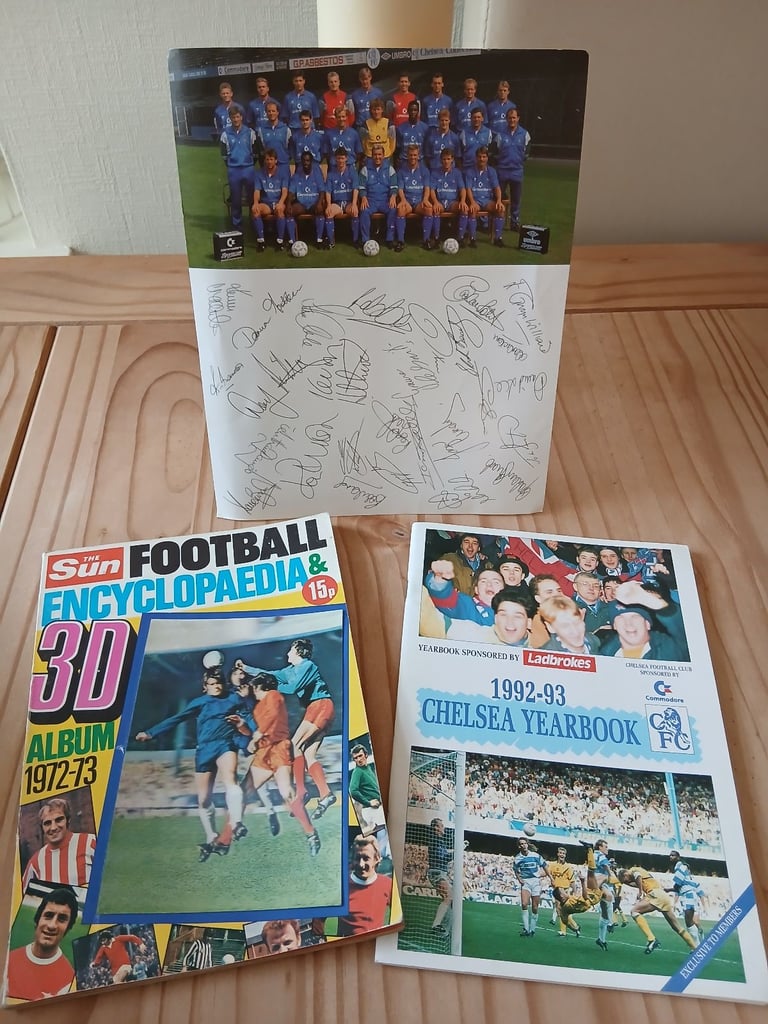 image for Chelsea FC memorabilia  .... pre signed autograph card & books 
