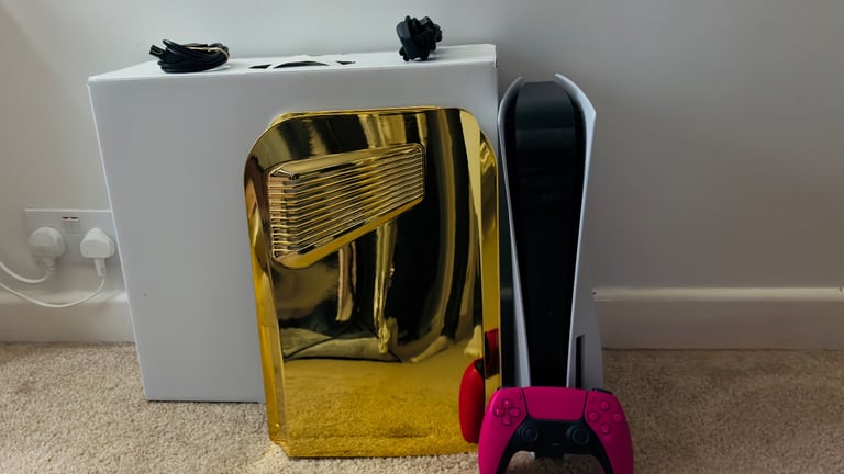 image for PlayStation 5 Console + DualSense Controller + Custom Gold Cover