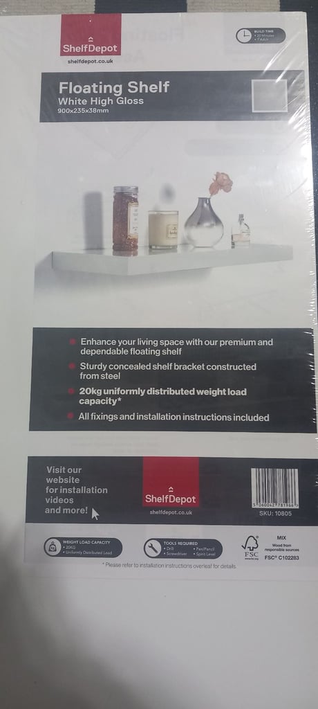 Brand new white hight gloss floating shelve