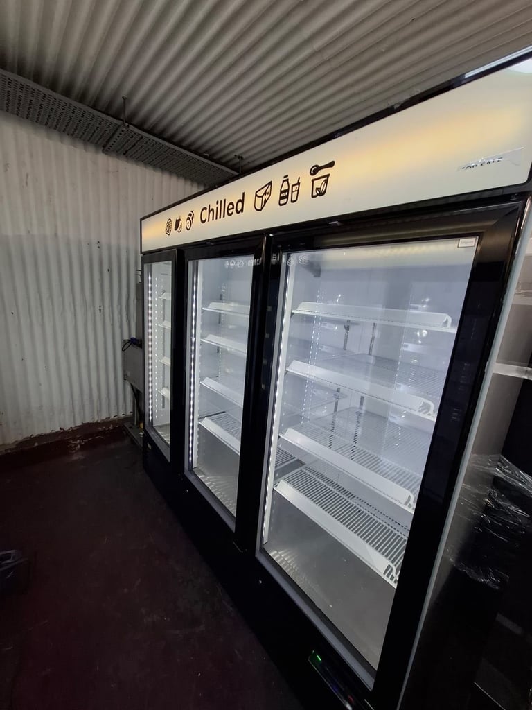 Commercial upright display glass fridge or freezer cafe shop restaurant supermarket 