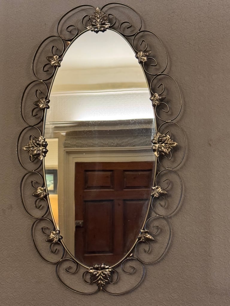 image for 1960’s - 1970’s style brass floral mirror