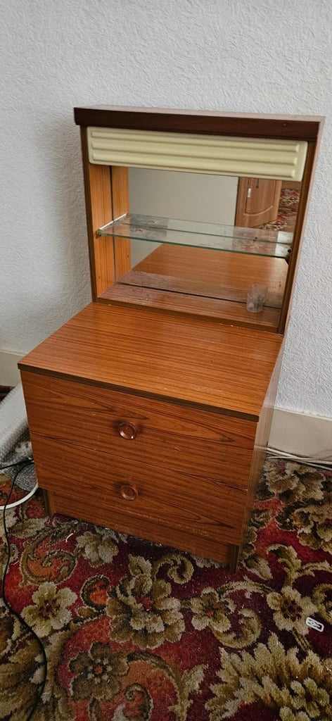 image for Bedside table with two drawers and a mirror