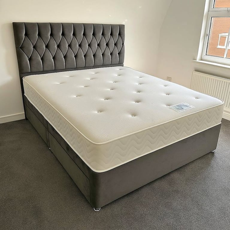 image for 🌟 Luxury Divan Bed Base 4FT6 Double + Mattress & Storage – Today Delivery **