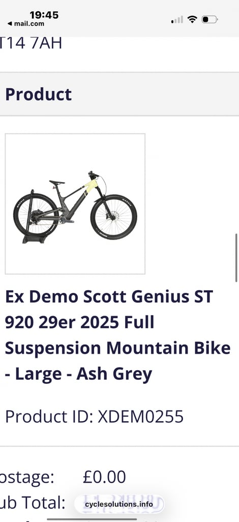 image for EX Demo Scott Genius ST 920 29er 2025 Large Ash grey Mountain bike