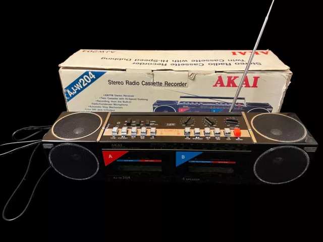 image for Vintage Retro Akai AJ-W204 Stereo Radio Cassette Recorder / Boombox - RARE MODEL 1980s