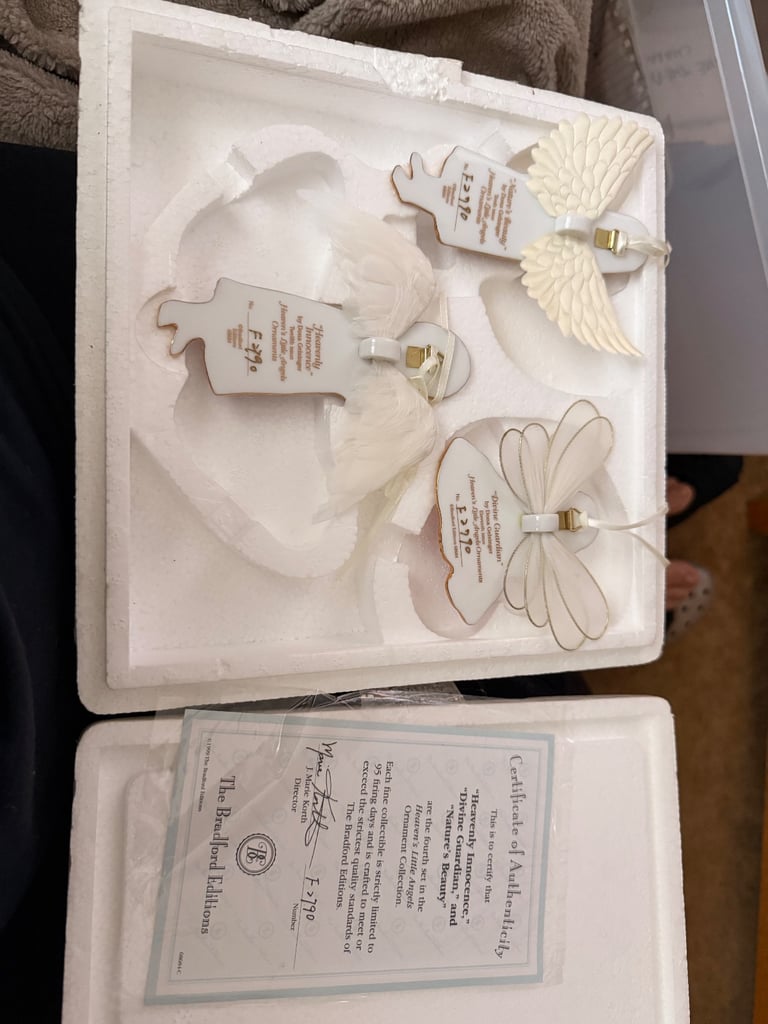 Full Set of 12 Bradford Editions Porcelain Angel Ornaments - Mint w/ Boxes & COAs
