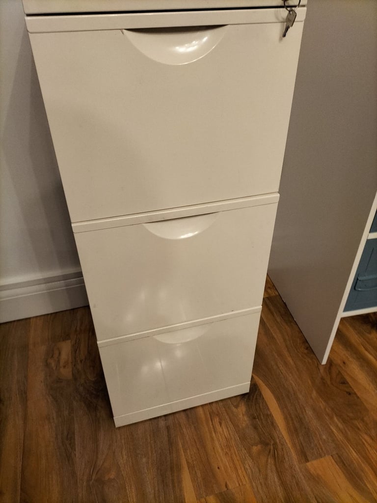Large 3 Deep Drawer Ikea White Erik Filing Cabinet OO