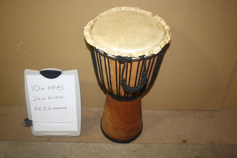 African Wooden Djembe Drum 10in Head x 24in High ~ Weight 5620 Grams ~ £75 ono