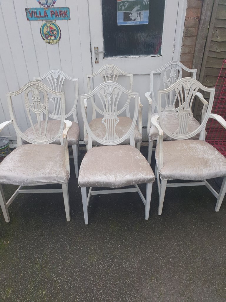 image for 6 Lovely Dining Chairs, Large Table & Fire Surround, Need A Clean , Been Stored In Garage.