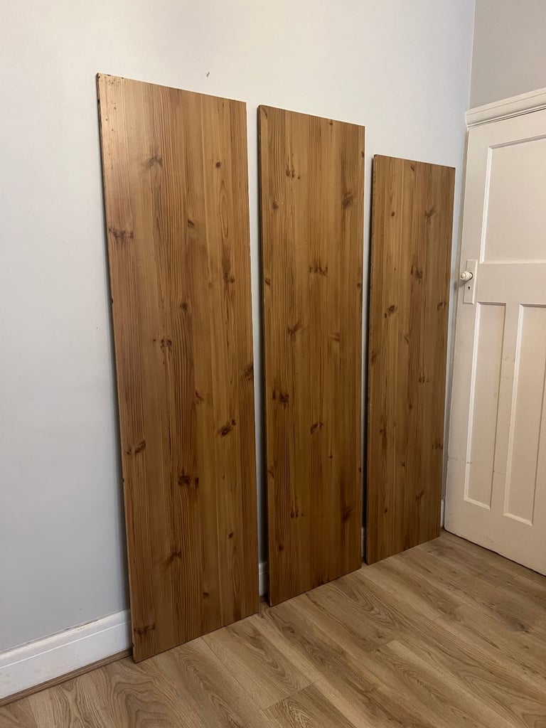 image for 3 Long / Tall 187cms shelf ply boards from a working used wooden cabinet