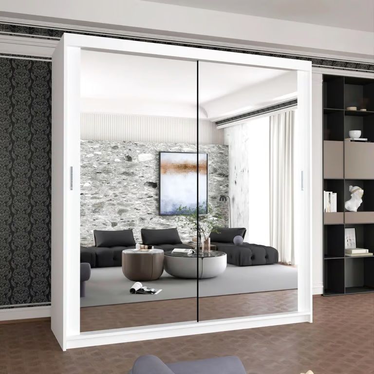 image for Brand New 2 or 3 Doors Sliding Wardrobe with Mirrors in Matte Finish- Fast Delivery two & three door