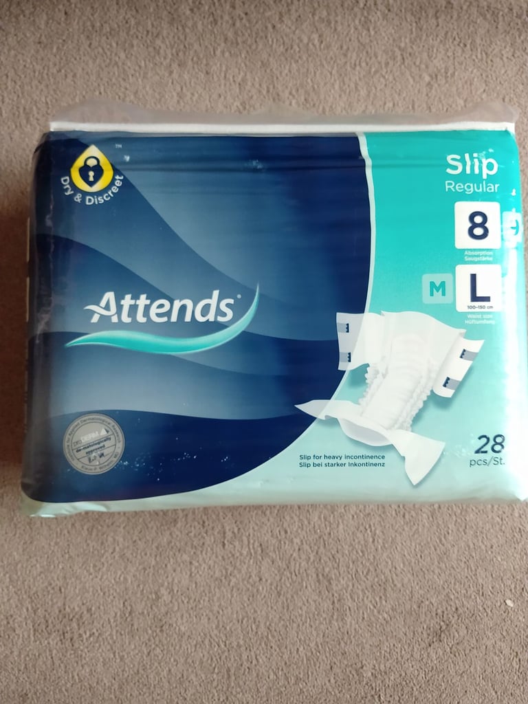 image for 28 pack Attends slip regular 8 incontinence wrap around pads