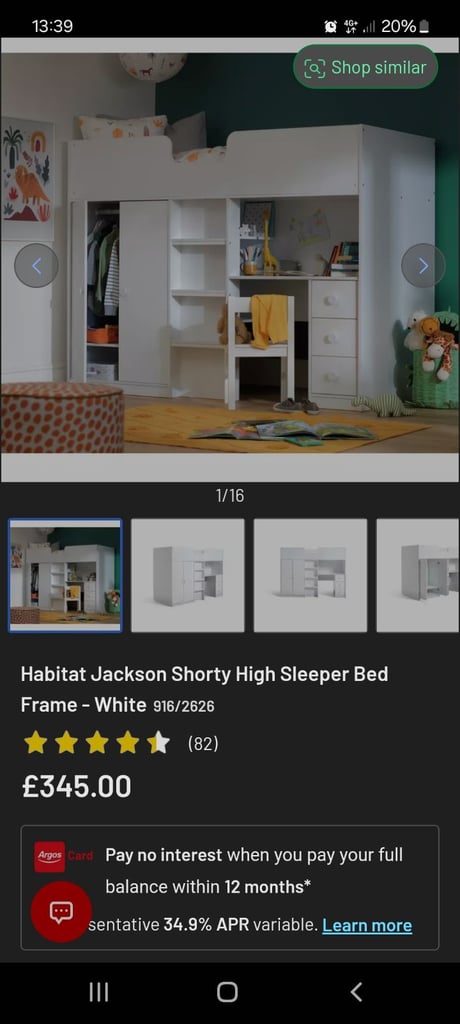 image for High rise bed with storage 