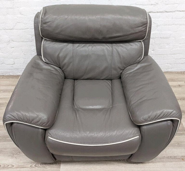 Ex Display Sofology Le Mans Fossil Grey Leather Armchair in East End