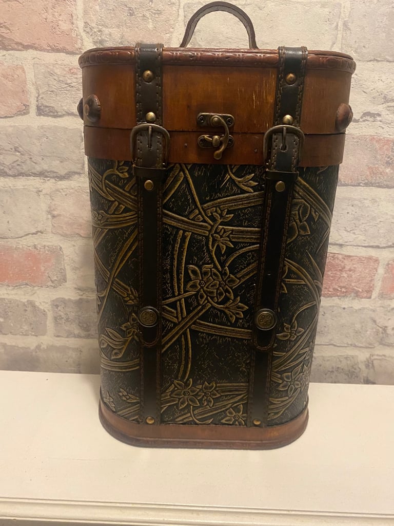 image for Wine case carrier.  Wooden storage - vintage box with handles 