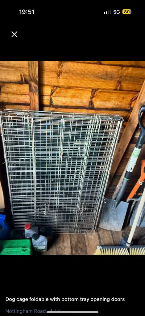 Folding dog cage with bottom tray opening door etc £35 