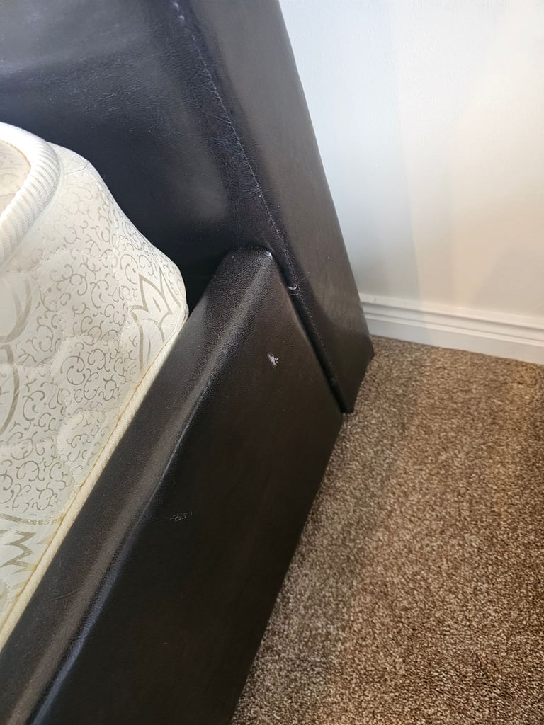 King Faux Leather Bed with King Mattress
