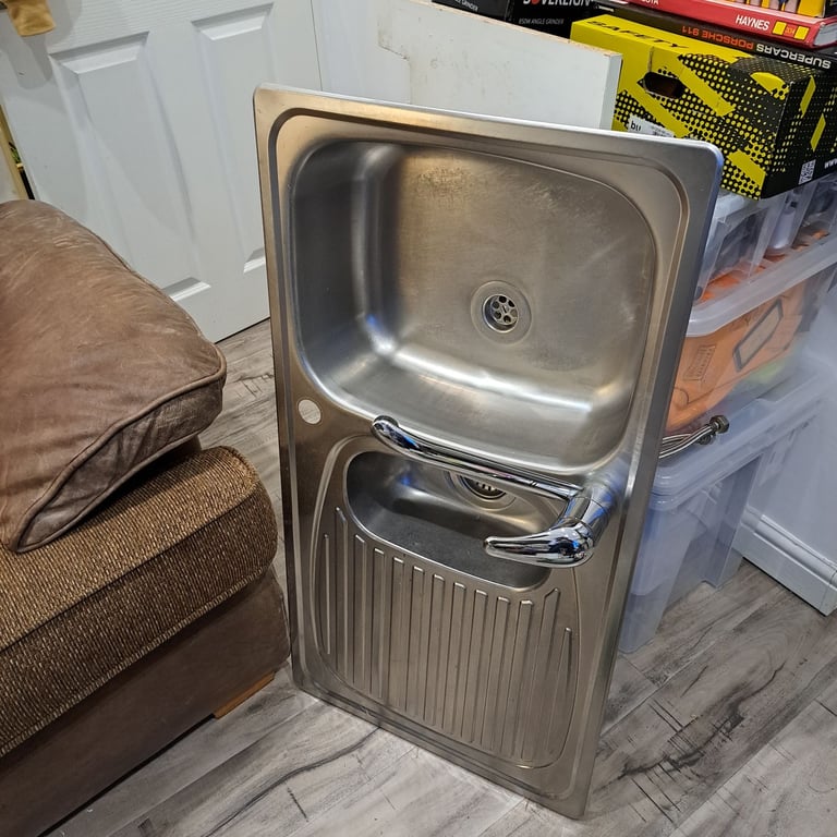 image for Stainless steel kitchen sink with taps