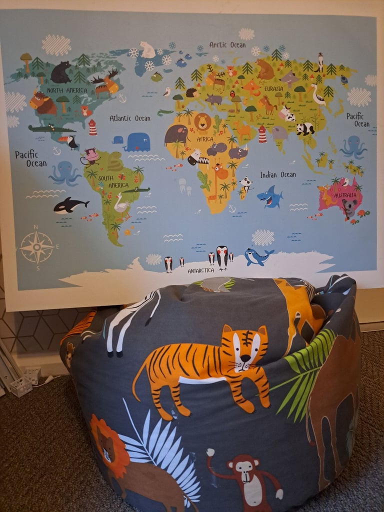 image for Kids bedroom jungle beanbag and canvas