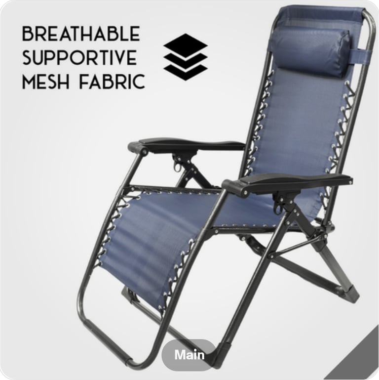 Zero Gravity Chair Reclining Sun Lounger Garden Folding Adjustable -blue- NEW in open box🔵