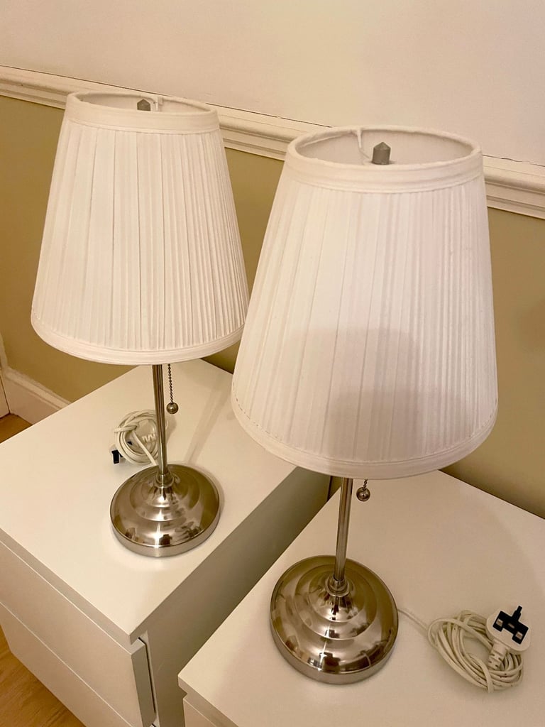 image for I can deliver - Excellent condition PAIR of Nickel plated IKEA ARSTID Table Lamps