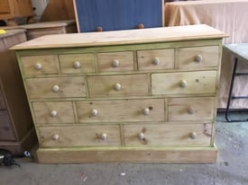 Vintage pine chest of 13 draws