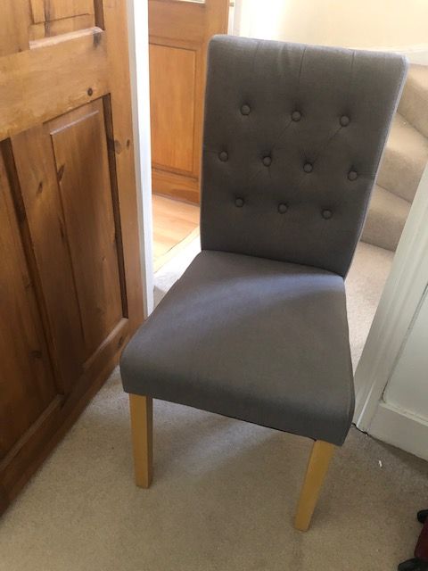 image for Modern Grey Upholstered Dining Chairs x 4