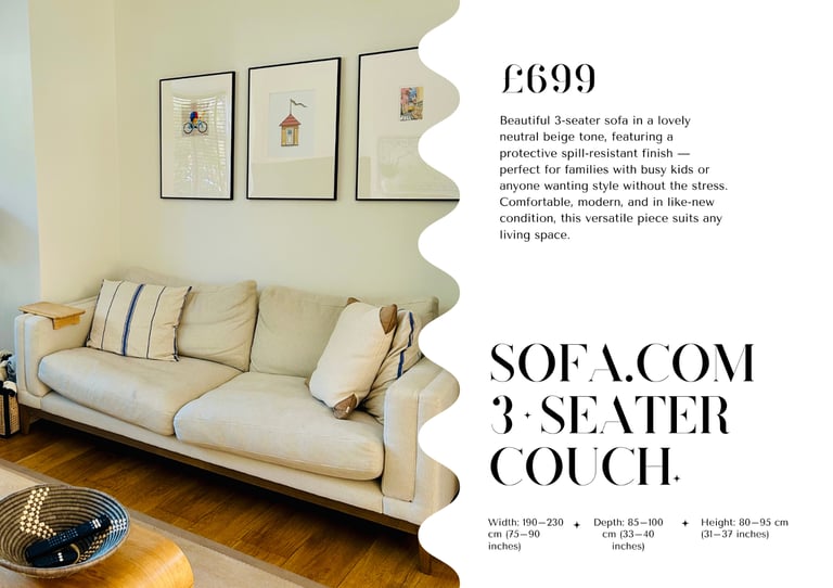 Deep and Plush 3 seater Couch - Like new