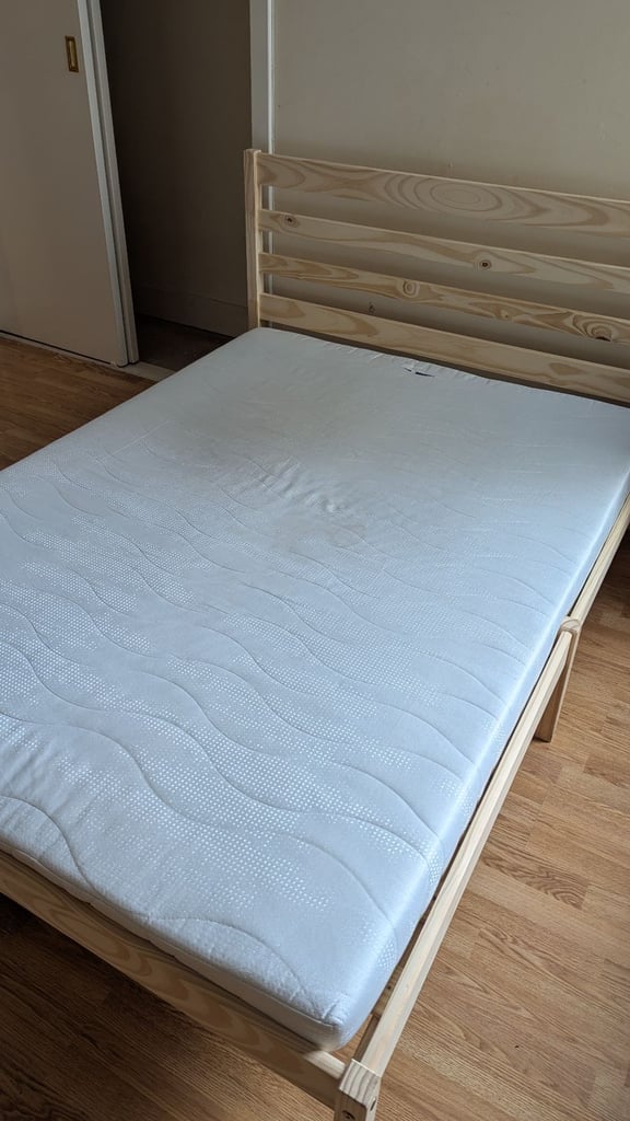 Small Double Wooden Bed Frame + Mattress! 