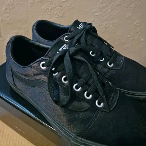 Vans Trainers Black Shoes Men's UK 8 Rare Satin Material Unisex | in Luton,  Bedfordshire | Gumtree