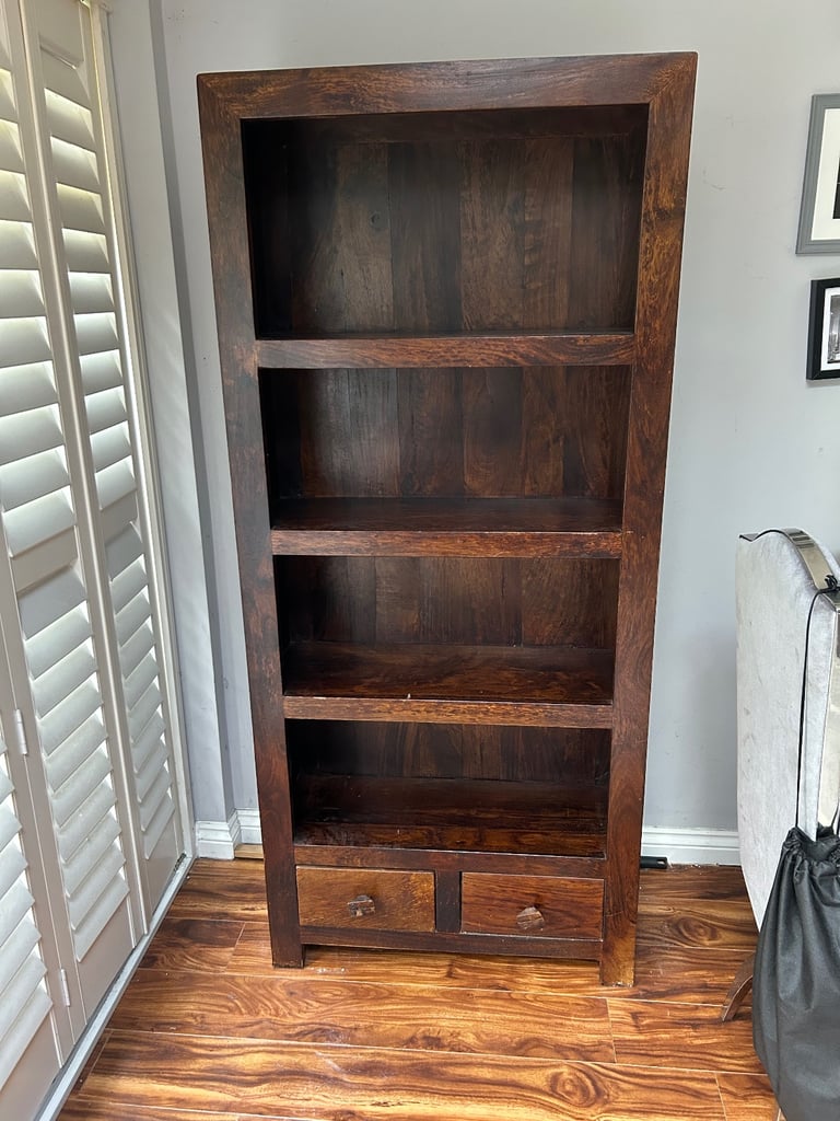 Dakota Dark Wood Mango Large Open Bookcase 