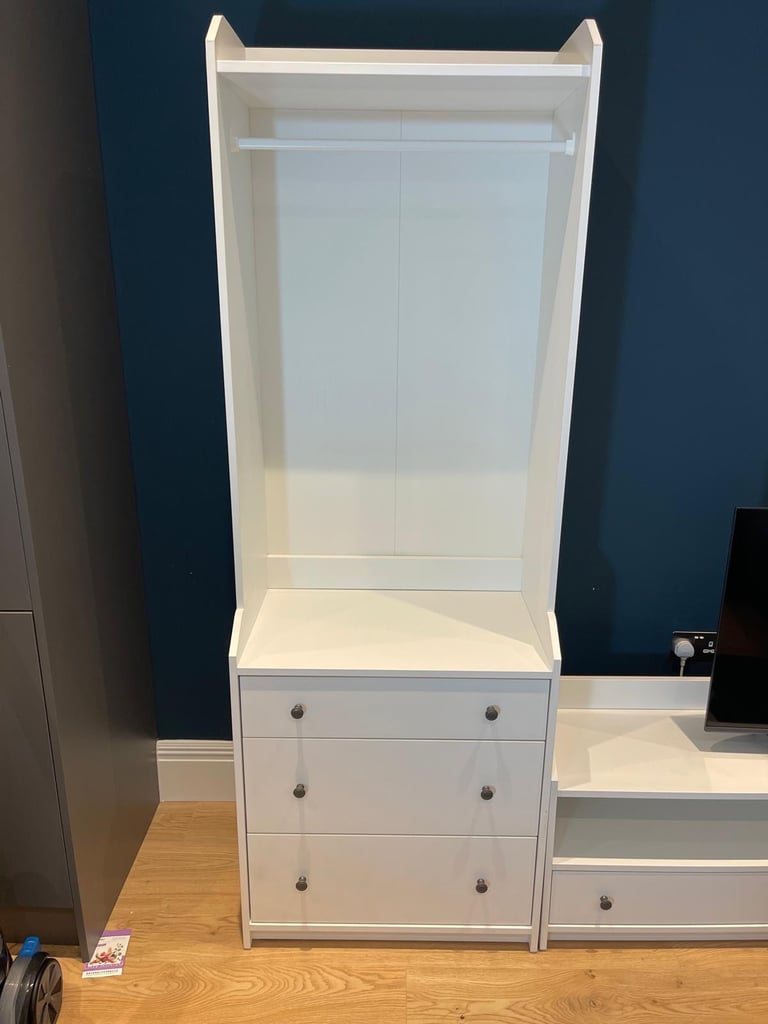 image for FREE DELIVERY IKEA HAUGA WHITE OPEN WARDROBE WITH DRAWERS GREAT CONDITION