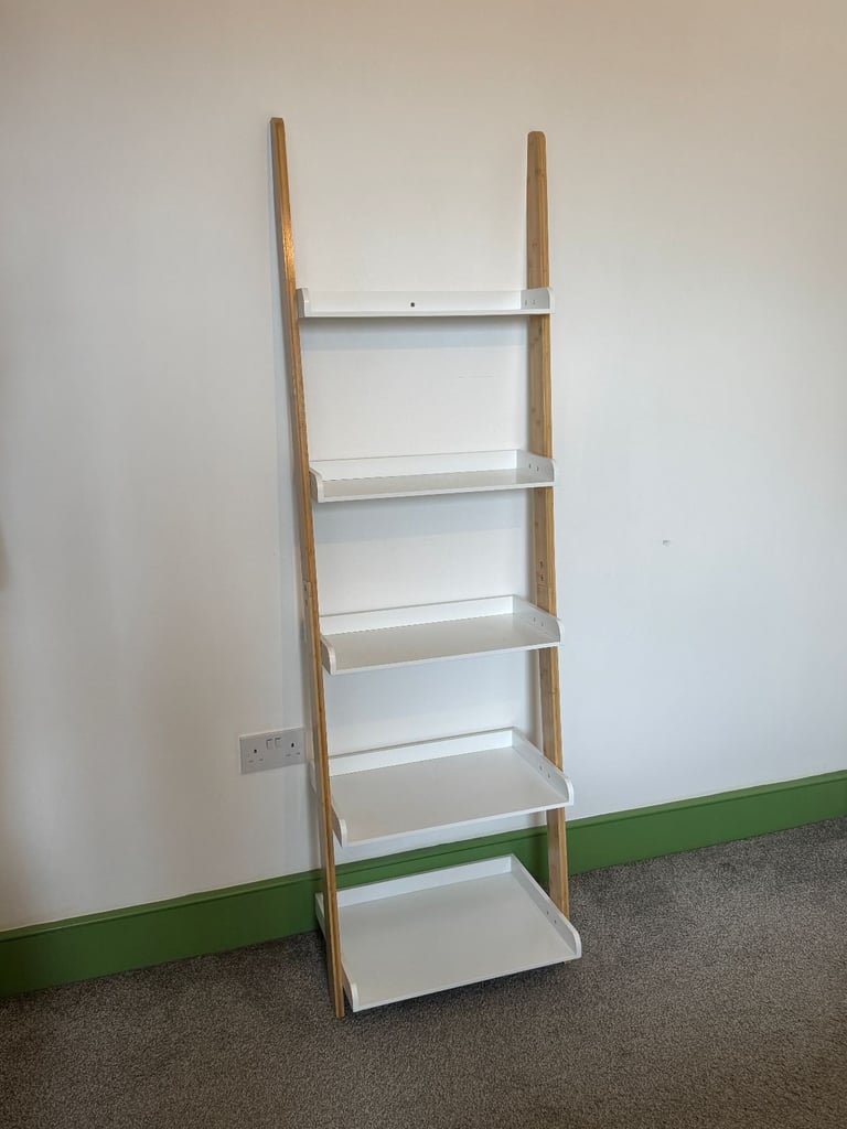Leaning Ladder Shelves - Bamboo/White