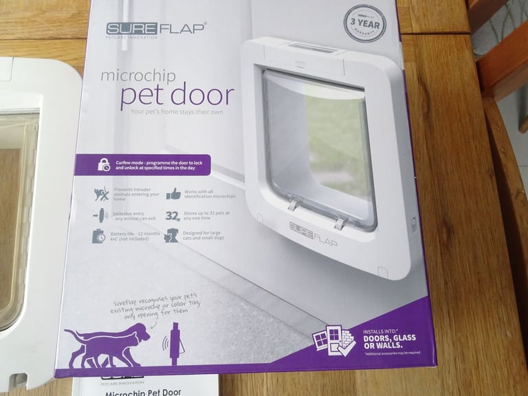 image for Boxed Sureflap microchip cat flap. only allows a cat that is programmed in. electronic lock. 