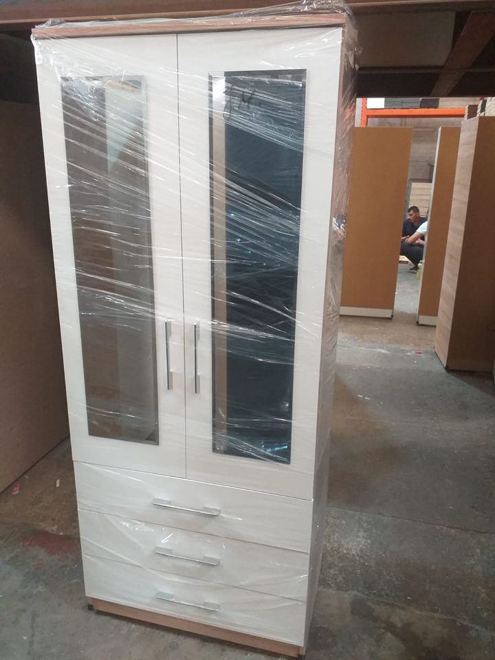 Modern Bedroom Furniture-Bedroom Suit Includes Wardrobe, Chest Of Drawers and Bedside Cabinet with H