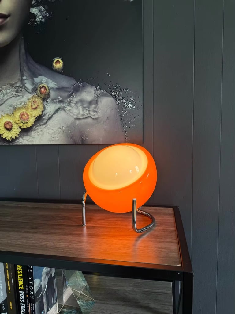 image for Vintage mid century modern retro style Orange table lamp