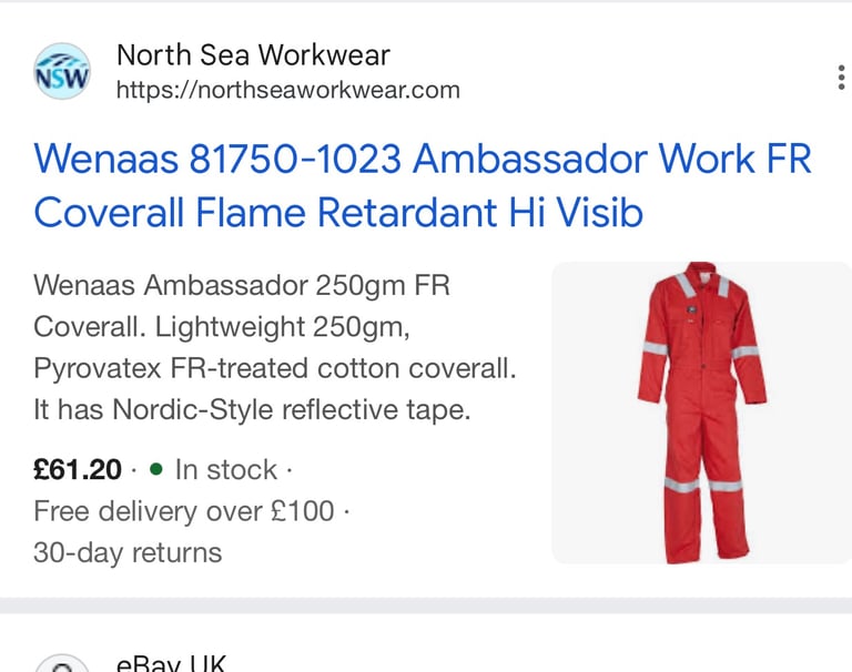 image for Wenass fire retardant overalls size 48