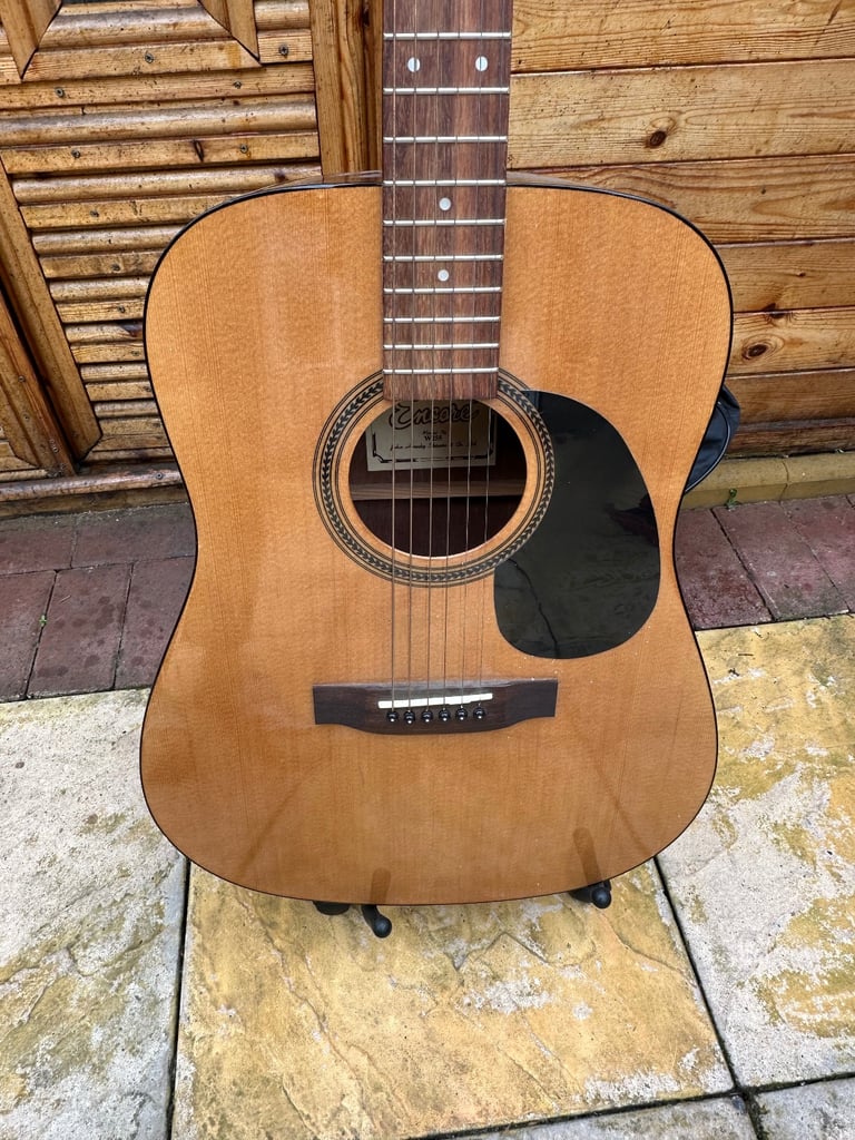 Full encore guitar with shoulder strap and case 
