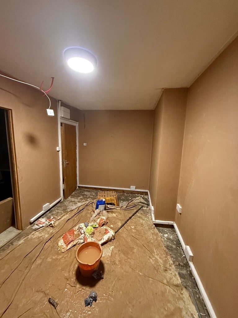 Plasterer plastering 