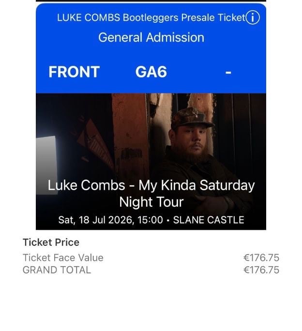X1 Luke Combs ticket 