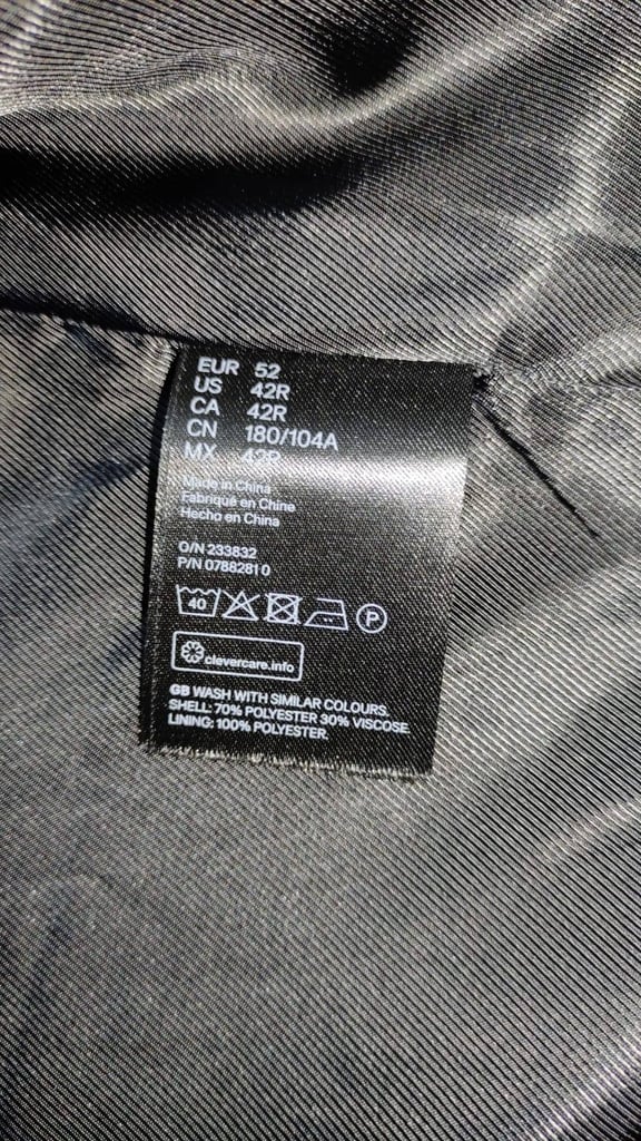 H&M Men’s Navy Overcoat size UK 42R
