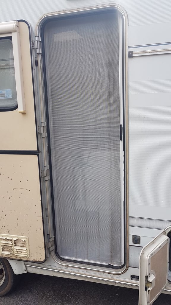 Main door fly nets for camper, caravan, motorhome or boat.
