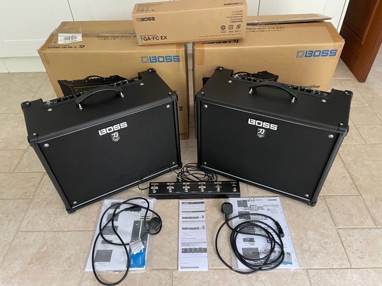 Boss Katana 100 MKII pair of “like new” guitar amplifiers & GA-FC EX 6-switch foot controller