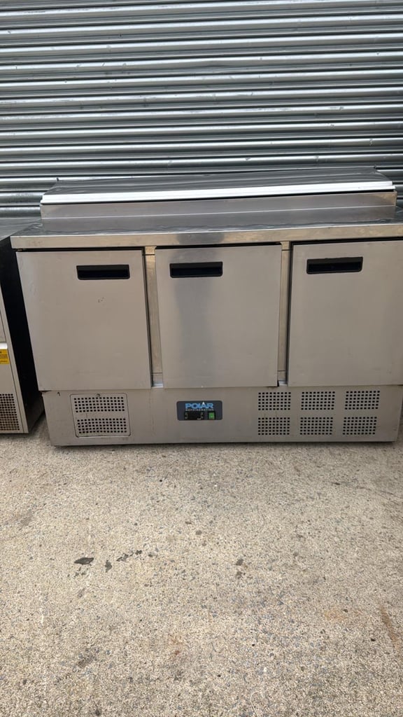 image for Polar 3 door counter fridge with salad topper 